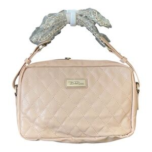 Belle Russo Taupe Quilted Faux Leather  Chain Strap Purse